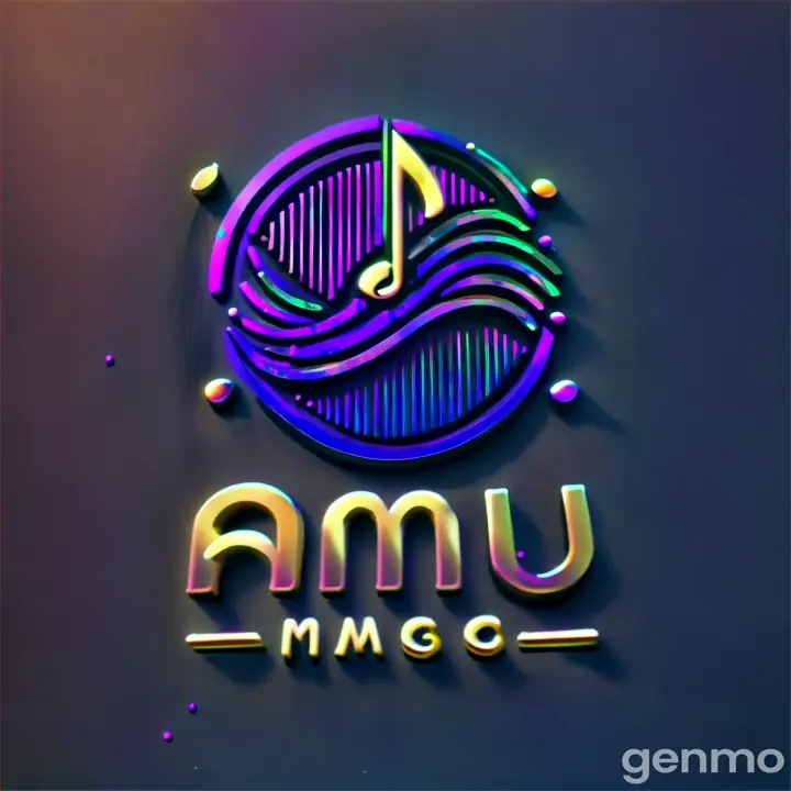 the amu music logo on a dark background