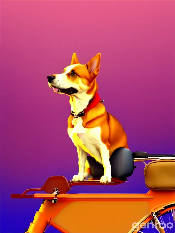 a dog sitting on top of a bicycle.