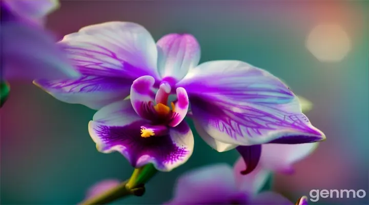 Purple orchid teal background.