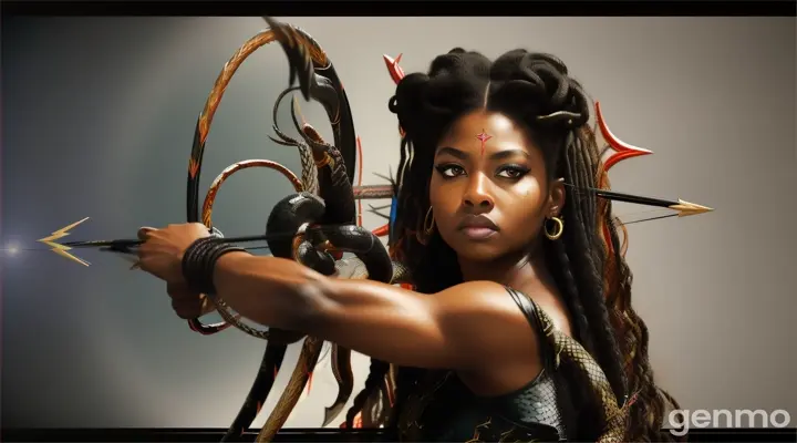 Black medusa shooting arrow.