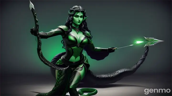 Serpent tail medusa shooting arrow.