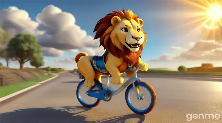 3d cartoon lion drive bike 