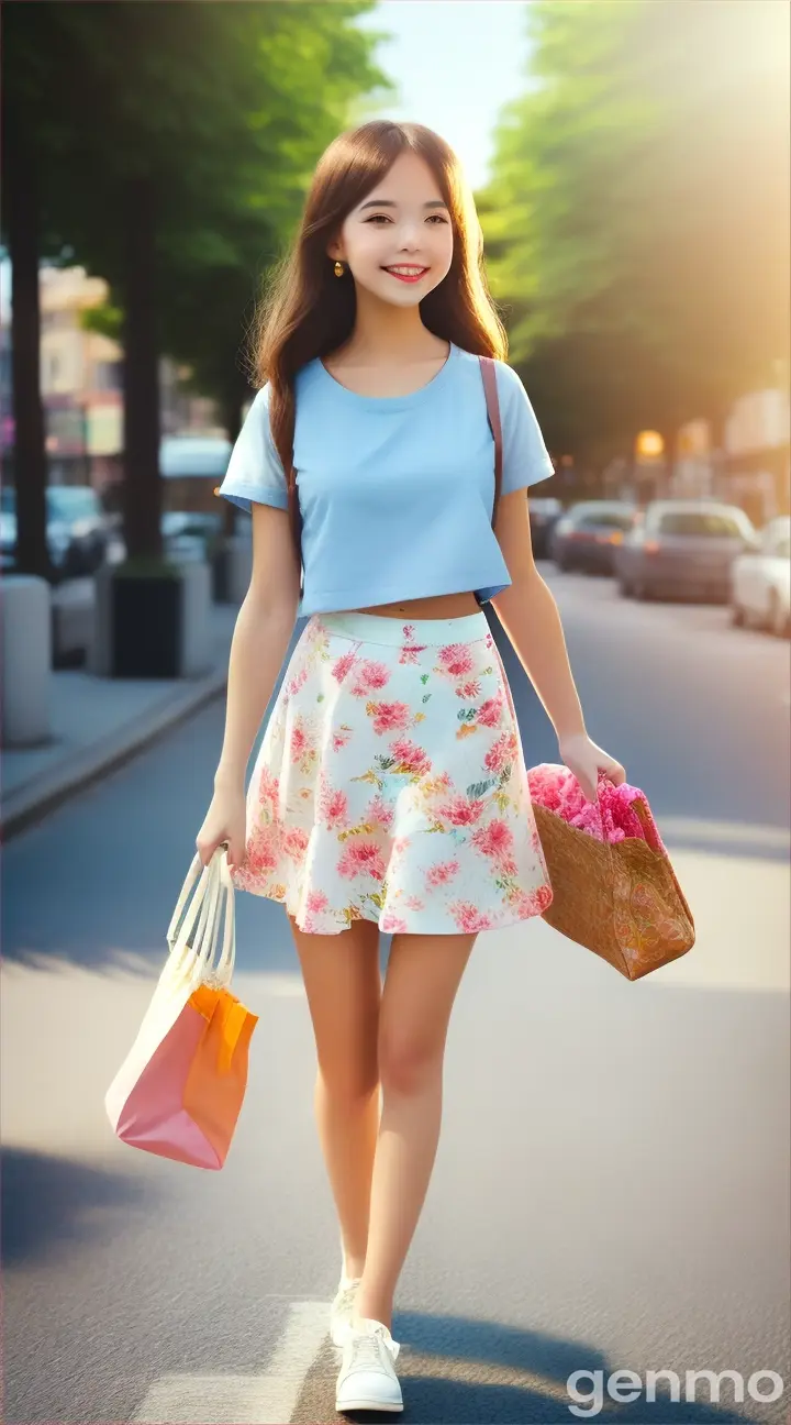 Cute girl using with tote bag
