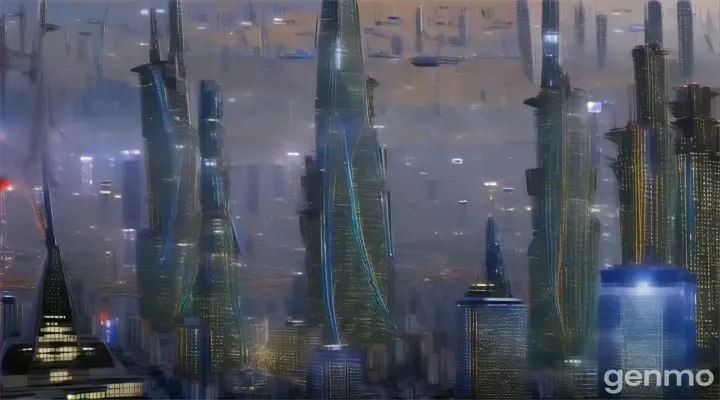 a futuristic city with a lot of tall buildings