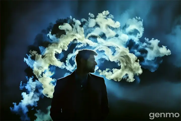 a man standing in front of a cloud of smoke Moving smoke