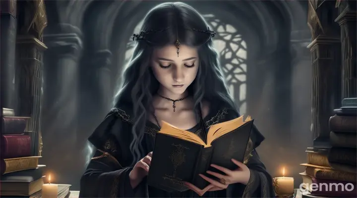 Zoltan's Spirit Trapped:  The scene shows the ancient book closing itself after absorbing Zoltan's spirit. The book is now sealed with glowing chains, and a faint aura of darkness lingers around it. Luna watches cautiously, knowing the danger is not fully gone.  