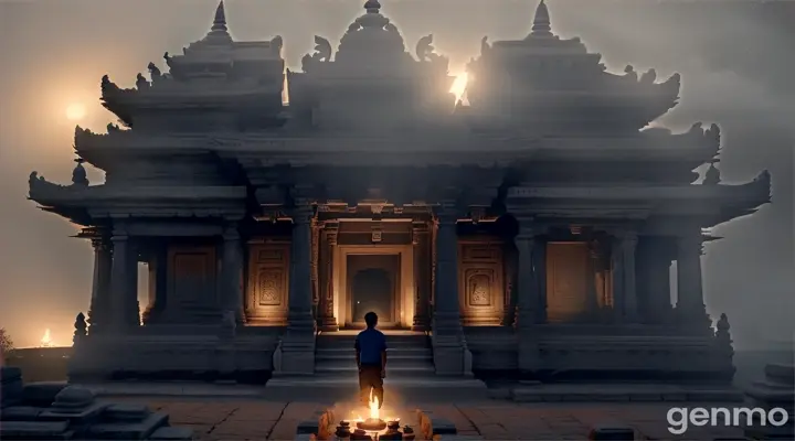 It was night time. Ajay was passing by an old temple near his village.