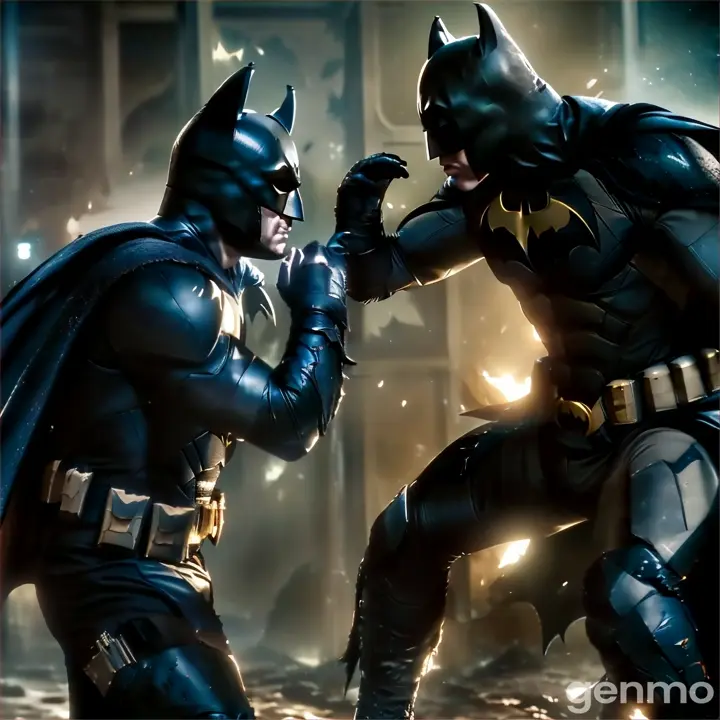 a batman and a batman in a scene from the dark knight rises