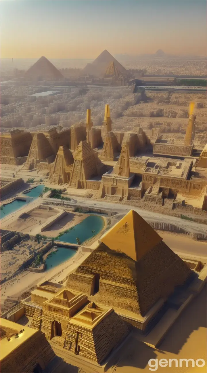 Image prompt: Display a blend of ancient Egyptian monuments with modern Cairo's skyline, symbolizing Egypt's enduring significance through the ages.