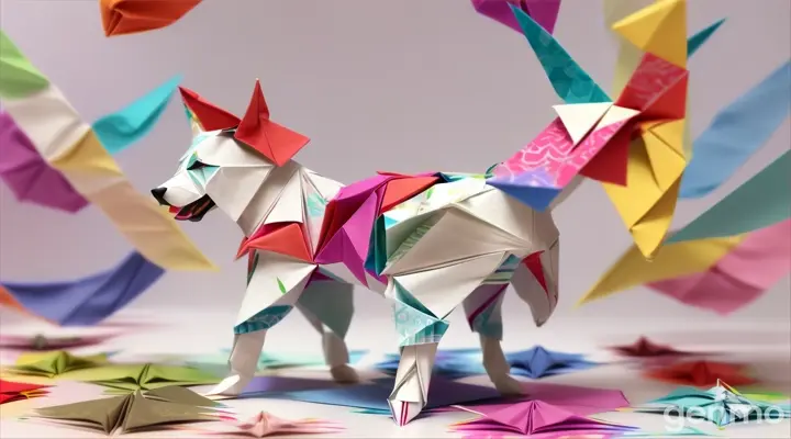 origami paper dog urinating