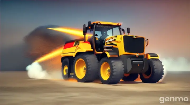 JCB, JCB, big and bright 3d cartoon  run forward