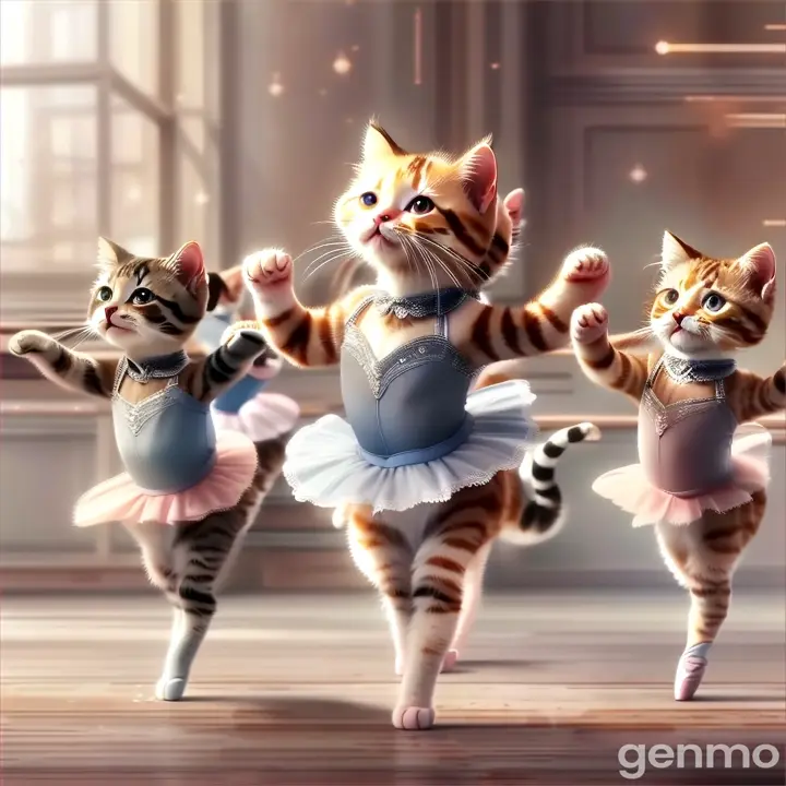 a group of kittens in a ballet pose