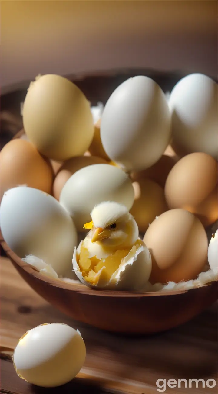 bowl with eggs that hatch and chicks come out