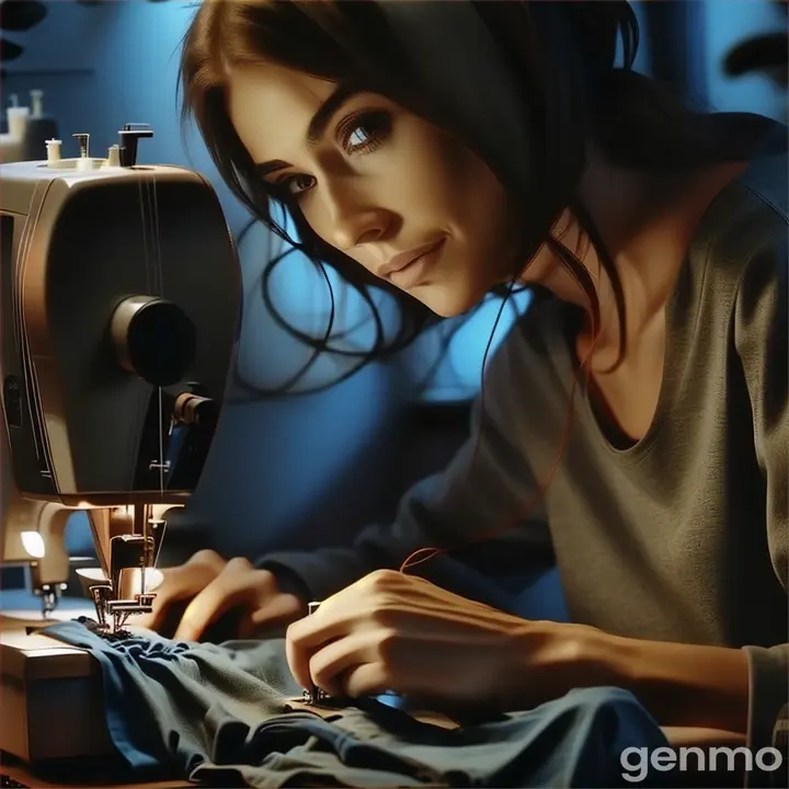 a woman working on a sewing machine