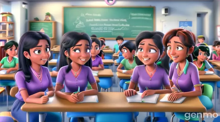 a group of children sitting at desks in a classroom