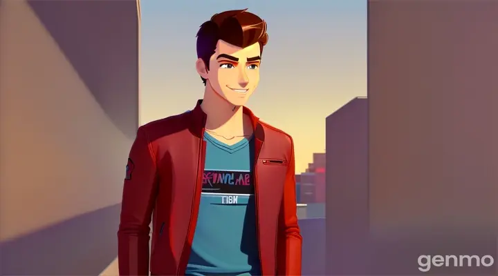 generate cartoon video He has a light stubble that adds to his laid-back, casual appearance. Jack’s build is lean but strong, and he tends to dress in a relaxed, modern style—think well-worn leather jackets, casual shirts, and comfortable jeans.