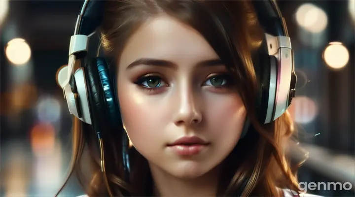 Beautiful girl wearing headphones