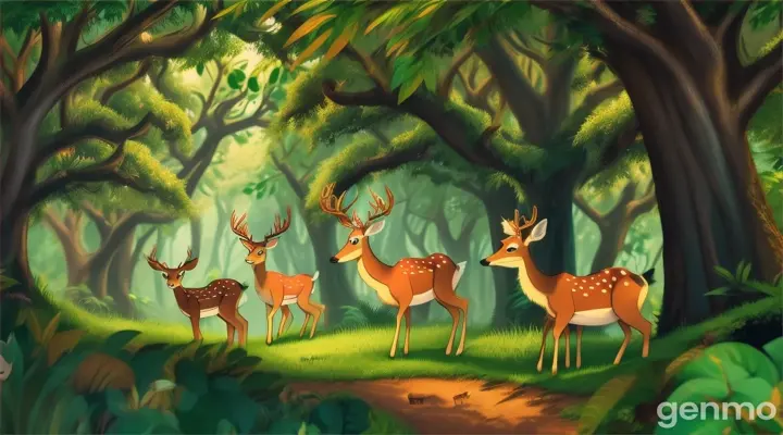 cartoon deers  in jungle