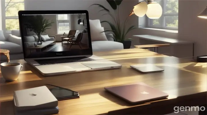 You’re in a cozy, modern living room with a laptop on a table. Soft afternoon light illuminates the room, creating a calm and inspiring mood. On the laptop screen, you’re browsing an equity crowdfunding platform.