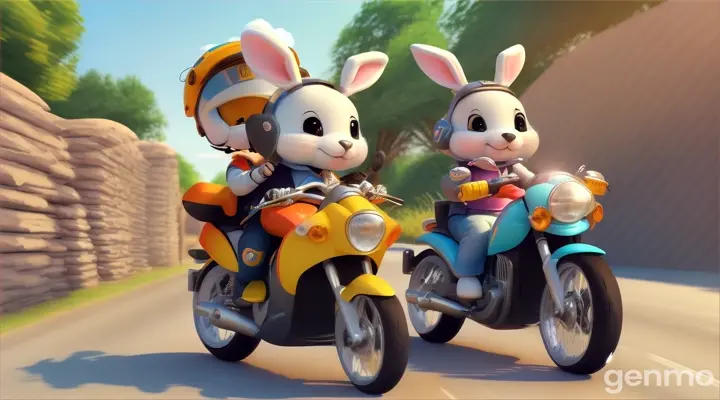 3D cartoon baby rabbit  ,puppy drive bike 