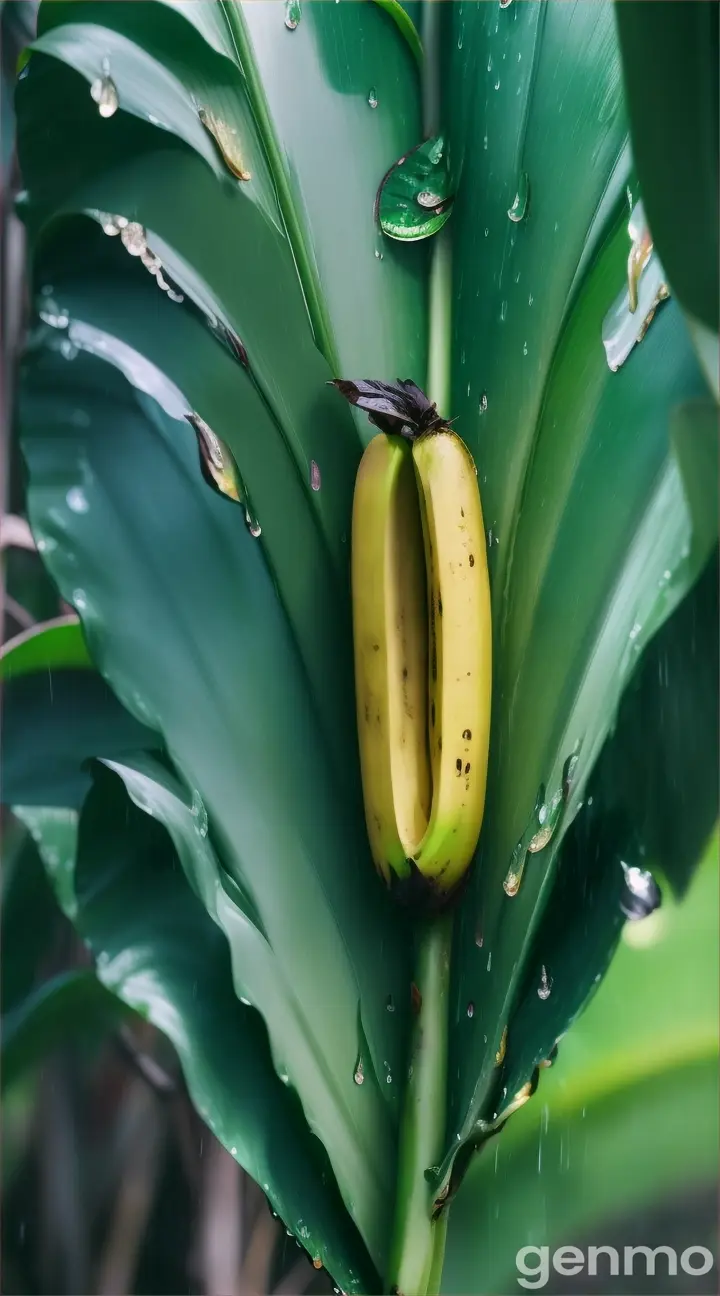 A banana leaf is shedding tears walking sadly in  the banana plaintain