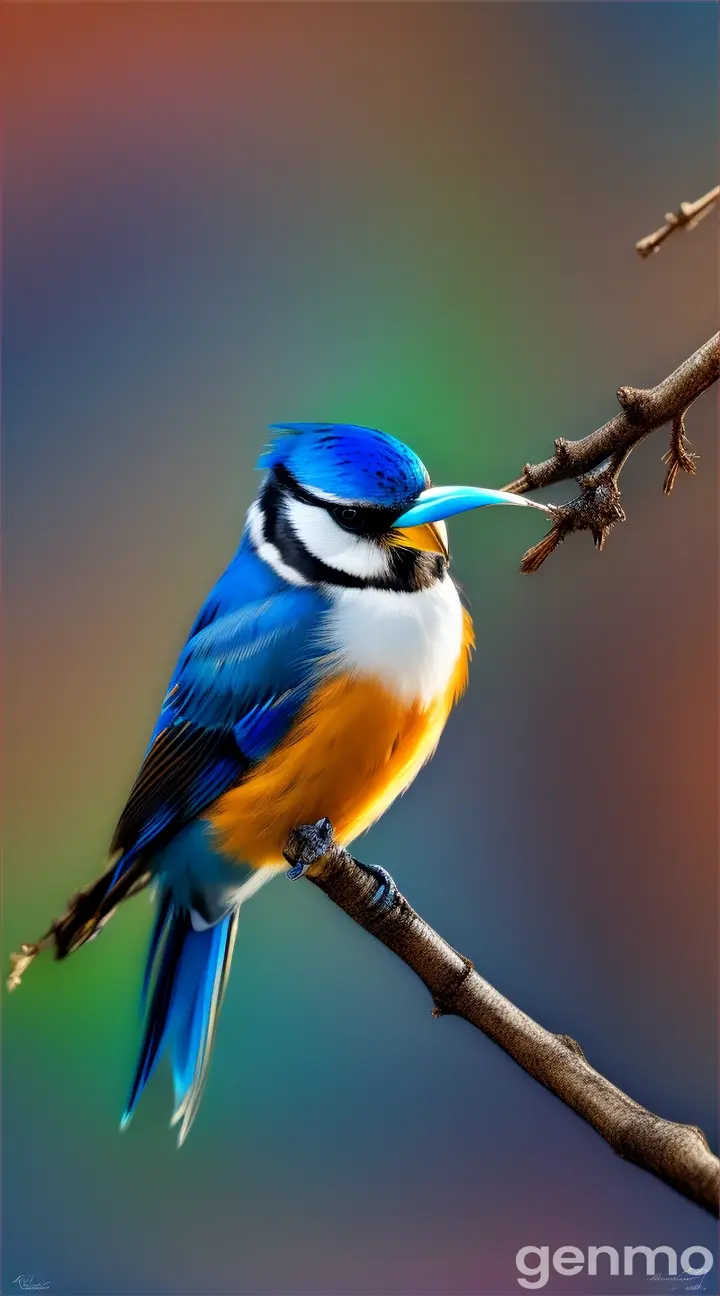 bird, branch, organism, twig, beak, songbird, feather, electric blue, wing, tail