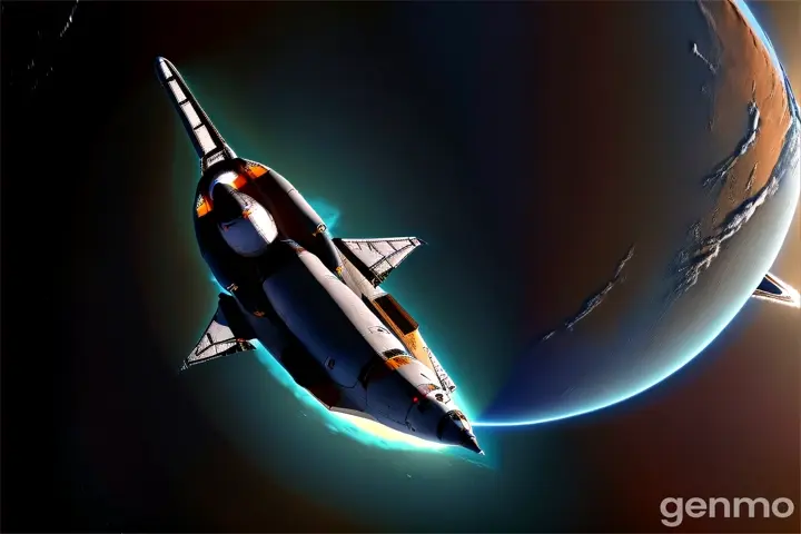 an artist's rendering of a space shuttle in orbit