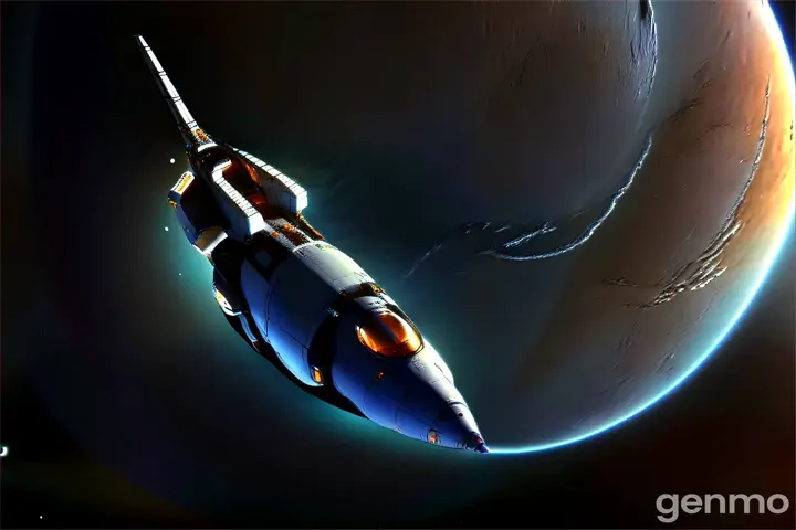 an artist's rendering of a space shuttle in orbit