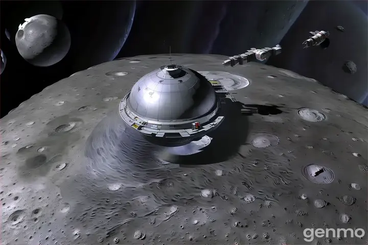 an artist's rendering of a space station on the moon