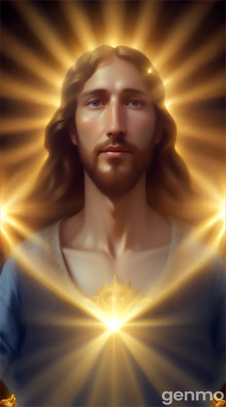 Precioso corazón de Jesús con rayos de luz en el universo celestial en movimiento totalmente iluminado con movimientos gestuales 