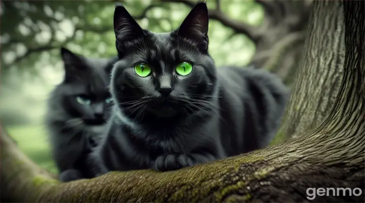 **The Black Cat's Glowing Eyes:** Explore the moment Mickey first encounters the black cat with glowing green eyes emerging from the ancient oak tree.