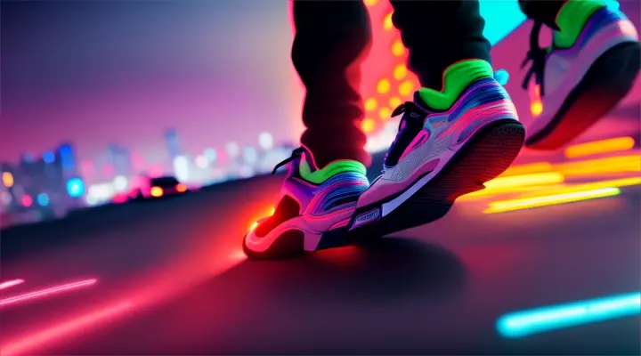 close up - gas pedal in a sports car, driver presses the pedal, background - neon reflexes of night city, anime style