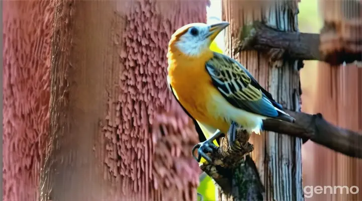 a bird is perched on a tree branch