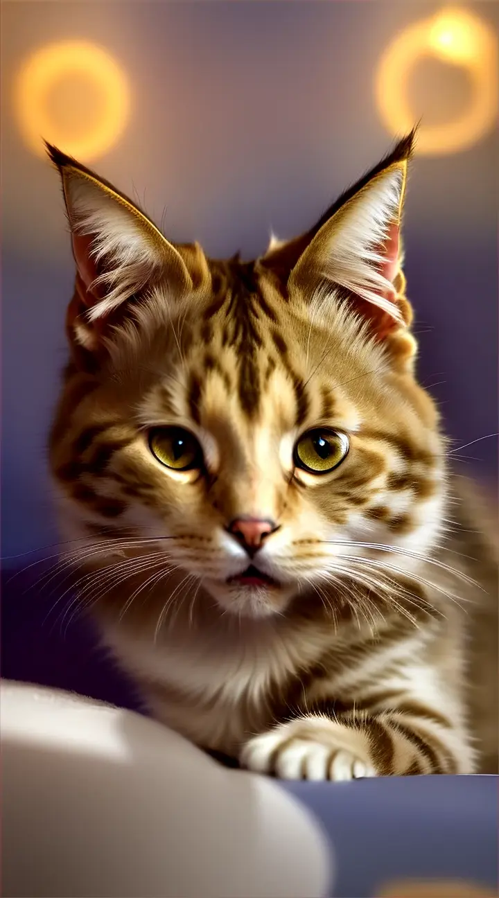 create a whimsical video featuring playful cats frolicking in the background, while a soothing voiceover presents intriguing feline facts, such as a cat's ability to purr at frequencies that can promote healing and bone density, or how their vertical slit pupils enable excellent night vision, advertising style