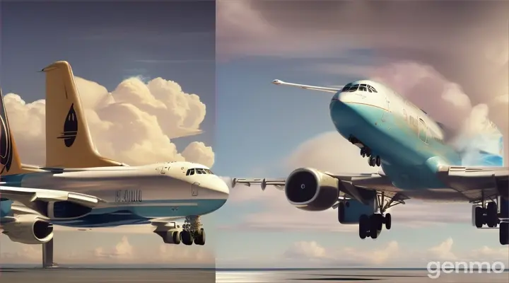 A split-screen showing a cloud and a jumbo jet, both labeled with their weights.