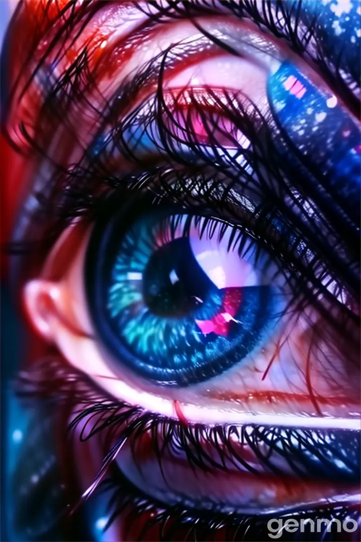 a close up of a person's blue eye