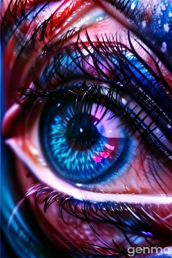 a close up of a person's blue eye