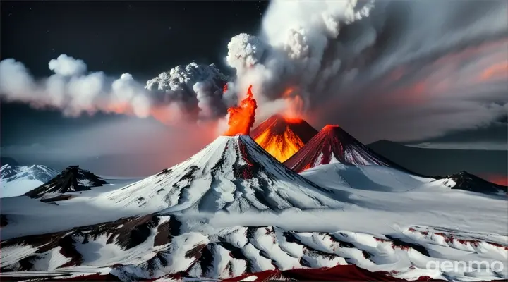 Snow on an erupting volcano