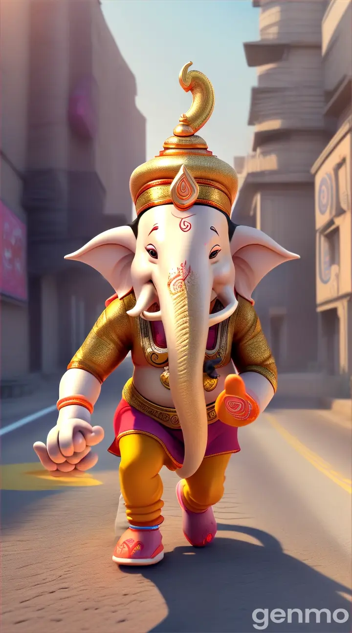 Ganesh bhgwan running car  cartoon 3d
