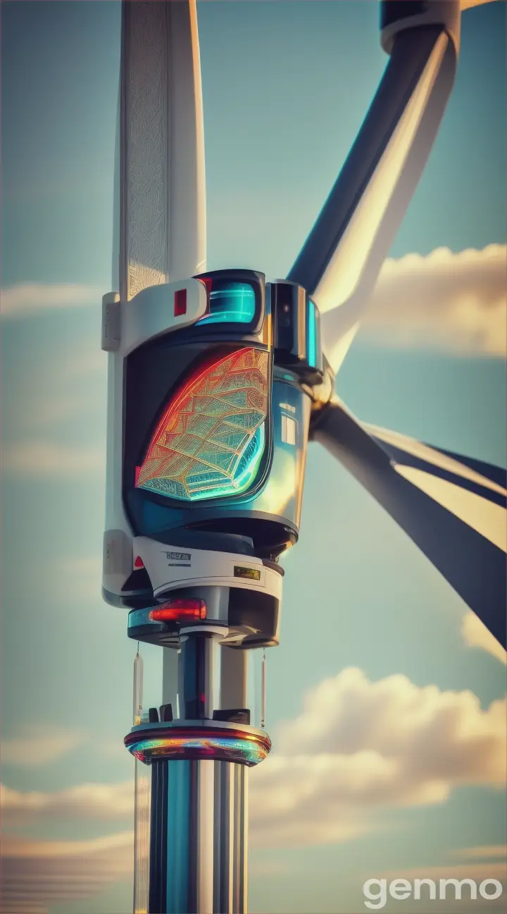 A mobile phone linked to a small wind turbine