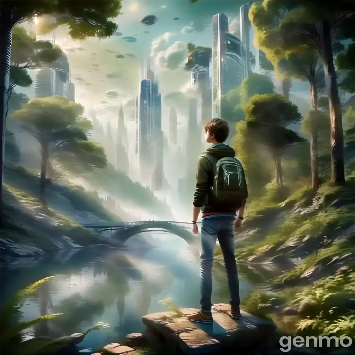 a person standing on a rock looking at a city