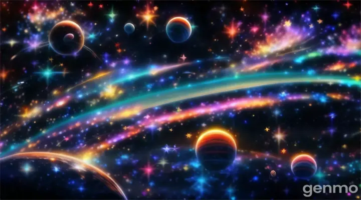 a space scene with planets and stars