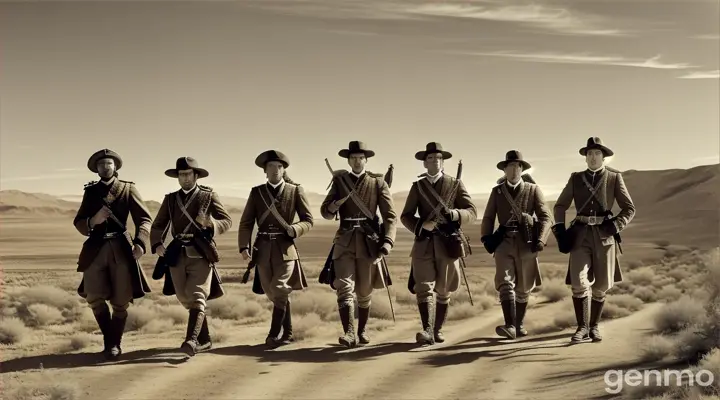 Spanish soldiers on a desert trail, 17th century