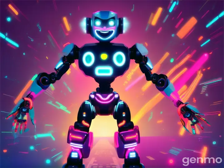 Dancing robot cartoon character 