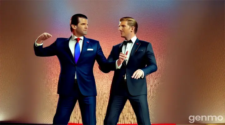 president trump donald trump jr eric trump dancing surrounded by millions of dollars