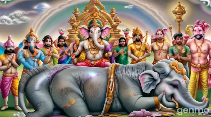 Ganesh’s Blessing:**
   - "How does Lord Shiva declare Ganesh as the foremost deity to be worshipped before all new beginnings? Describe the celebration that follows as Ganesh is named 'Vighnaharta'."