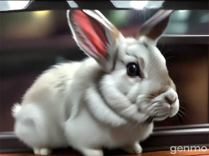 A beautiful rabbits in hut rainy background 