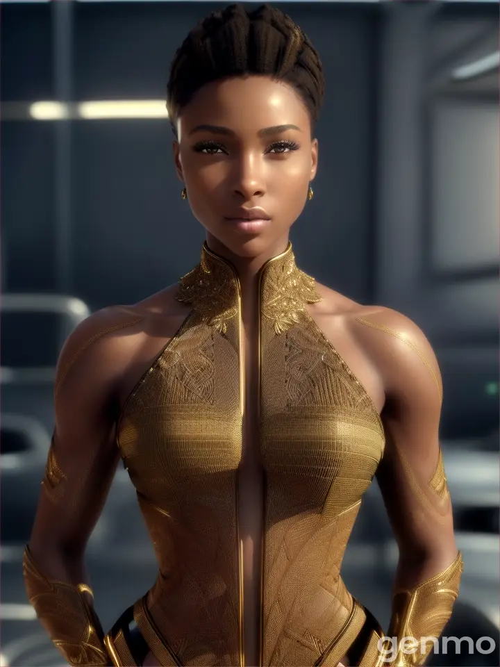 ((Masterpiece)), ((Best Quality)), (Very Detailed)), (Very Detailed)), 4K, (8K), Perfect Anatomy, Photo from Back, Tempered Ass, Portrait Photo of African-American Supermodel, Solo, (Dress of Intricate Workmanship:1.3), Meticulously Rendered Face, Beautiful Eyes, Feminine Physique, Goddess of Beauty, Unreal Engine , octane rendering, movie lighting,