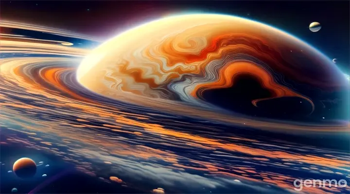 an image of a planet with saturn in the background