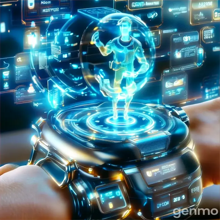 a person holding a smart watch in their hand